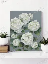 White Hydrangea Floral Canvas Wall Art for Living Room Bedroom Home Decor