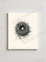 Bird Nest with Egg Line Art Canvas Wall Art for Home Decor – вид 2