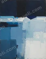 Abstract Blue Block Canvas Wall Art for Living Room Bedroom Home Decor wall art print