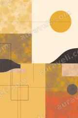 Abstract Geometric Landscape Canvas Wall Art for Living Room framed modern home decor