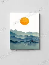 Misty Layered Mountain Sunset Canvas Wall Art for Home Decor – view 2