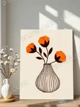 Orange Floral Vase Canvas Wall Art for Living Room Bedroom Home Decor – вид 4