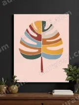Colorful Abstract Monstera Leaf Canvas Wall Art for Home Decor – view 3