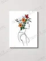Floral Woman Line Art Canvas Wall Art for Living Room Bedroom Home Decor – вид 3