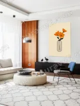 Orange Flowers in Minimalist Vase Canvas Wall Art for Living Room Home Decor – вид 5