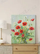 Vibrant Poppy Daisy Floral Canvas Wall Art for Living Room Home Decor – вид 4