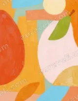 Abstract Pear & Geometric Canvas Wall Art for Living Room Decor wall art print