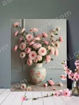 Pink Floral Vase Canvas Wall Art for Living Room Bedroom Home Decor