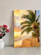 Tropical Beach Palm Tree Sunset Canvas Wall Art for Home Decor – view 2