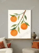 Watercolor Oranges Branch Canvas Wall Art for Living Room Home Decor