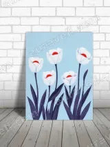 Modern White Floral Canvas Wall Art for Living Room Bedroom Home Decor – view 3