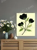 Black Green Floral Canvas Wall Art for Living Room Bedroom Home Decor – view 2