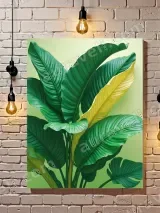 Tropical Green & Yellow Leaves Canvas Wall Art for Living Room Bedroom Home Decor