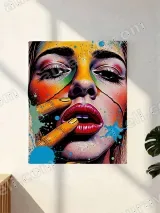 Pop Art Woman Portrait Graffiti Canvas Wall Art for Home Decor – вид 3
