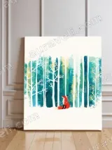 Red Fox Forest Canvas Wall Art for Living Room Bedroom Home Decor