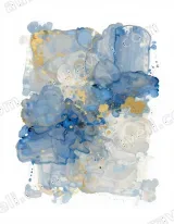 Abstract Blue Gold Fluid Canvas Wall Art for Home and framed modern decor