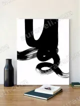 Abstract Black White Brushstroke Canvas Wall Art for Living Room Home Decor – view 4