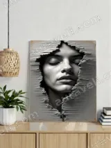 Surreal Textured Face Canvas Wall Art for Living Room Home Decor – вид 4
