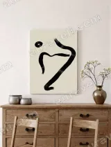 Abstract Black Curved Lines Canvas Wall Art for Living Room Home Decor – view 2