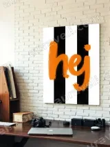 Scandinavian "Hej" Striped Canvas Wall Art for Living Room Decor – вид 4