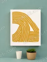 Mustard Yellow Abstract Lines Canvas Wall Art for Living Room Decor – view 4