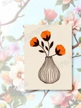 Orange Floral Vase Canvas Wall Art for Living Room Bedroom Home Decor – вид 2