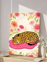 Sleeping Leopard Floral Canvas Wall Art for Bedroom Home Decor – view 4
