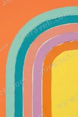 Modern Rainbow Arch Canvas Wall Art for Living Room framed home decor
