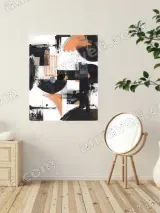Abstract Geometric Black Orange Canvas Wall Art for Living Room Decor – view 2