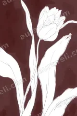 Minimalist Tulip Line Art Canvas Wall for Living framed modern home decor