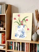 Tulips in Blue & White Pitcher Floral Wall Art for Living Room Home Decor – view 4