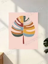 Colorful Abstract Monstera Leaf Canvas Wall Art for Home Decor – view 2