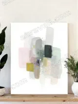 Abstract Pastel Geometric Canvas Wall Art for Living Room Home Decor