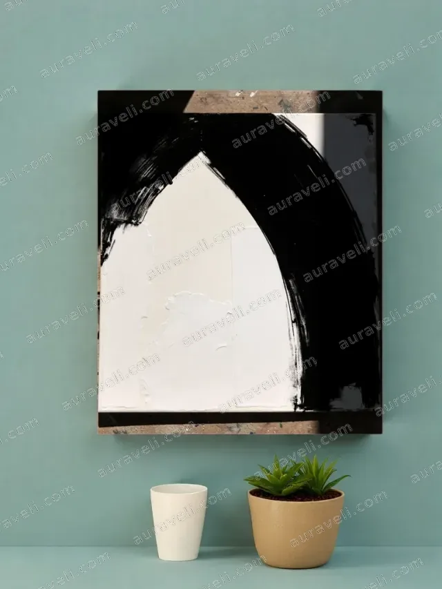 Abstract Black & White Arch Canvas Wall Art for Living Room Home Decor — art print