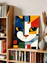 Abstract Geometric Cat Canvas Wall Art for Living Room Decor – view 5