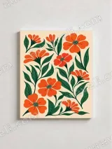 Vibrant Orange Floral Canvas Wall Art for Living Room Home Decor – вид 2