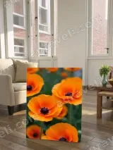 Orange Poppies Floral Canvas Wall Art for Living Room & Bedroom Home Decor – view 2