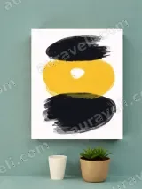 Abstract Black Yellow Brush Canvas Wall Art for Living Room Decor