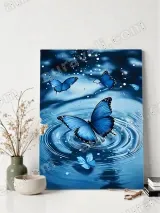 Blue Butterfly Water Ripple Canvas Wall Art for Living Room Bedroom Home Decor