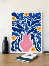 Abstract Floral Pink Vase Wall Art for Living Room & Bedroom Home Decor – view 2