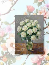 White Roses in Vase Canvas Wall Art for Home Decor – view 2