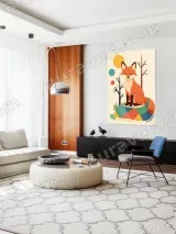 Playful Cartoon Fox Canvas Wall Art for Living Room Home Decor – вид 5