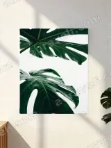 Monstera Leaf Canvas Wall Art, Modern Minimalist Home Decor for Living Room & Bedroom