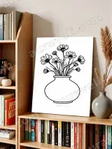 Minimalist Daisy Vase Line Art Canvas Wall Art for Home Decor – view 4