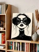 Monochrome Fashion Illustration Canvas Wall Art for Home Decor – view 4