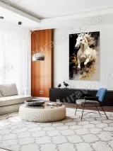 White Horse Running Abstract Canvas Wall Art for Living Room Decor – вид 5