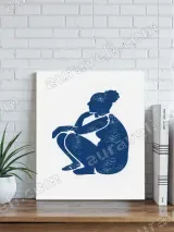 Distressed Crouching Woman Silhouette Canvas Wall Art for Home Decor