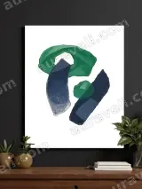 Abstract Green Navy Shapes Canvas Wall Art for Living Room Home Decor – view 3