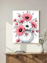 Pink & White Anemone Flowers Vase Canvas Wall Art for Living Room Bedroom Home Decor – view 2