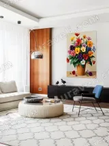 Colorful Pansy Floral Canvas Wall Art for Living Room Bedroom Decor – view 5
